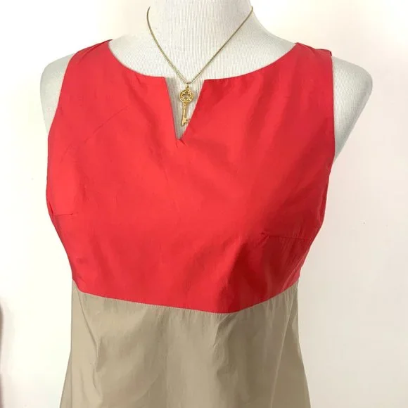 Guglielminotti Archivio '67 Italy Designer Red & Tan Cotton A-Line Dress Sz 6 - Picture 3 of 16